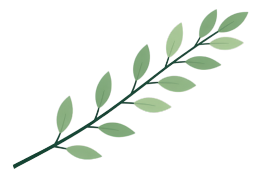 Green Leafy Branch with Transparent Background, Flat Design Element for Web Design - Powered by Adobe