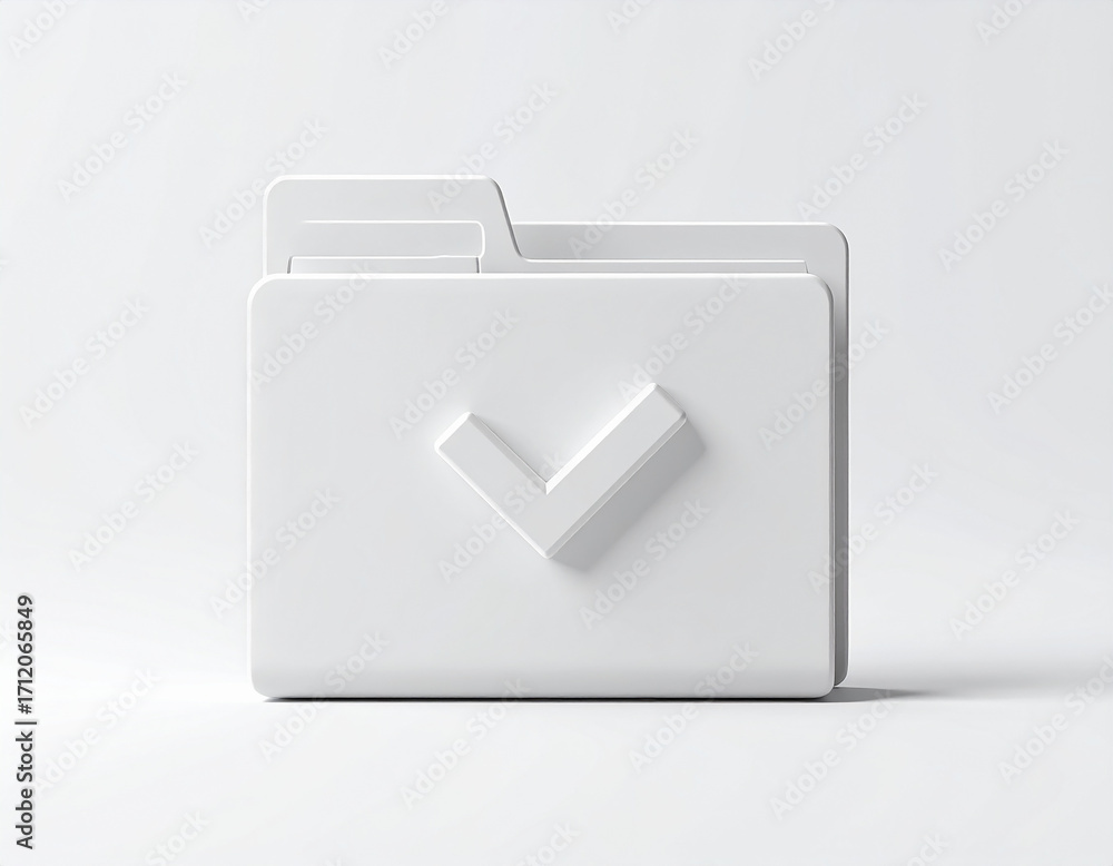 Poster white folder icon with checkmark symbol image