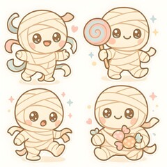 Friendly Baby Mummy Cute Kawaii Halloween Character Pack