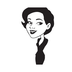 Beautiful Woman in Formal Dress Black and White Illustration Vector Art Design