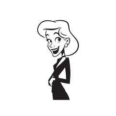 Beautiful Woman in Formal Dress Black and White Illustration Vector Art Design