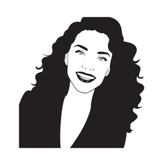 Beautiful Woman in Formal Dress Black and White Illustration Vector Art Design