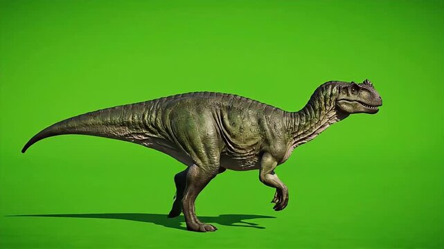 Majungasaurus walking on green screen background prehistoric dinosaur video footage