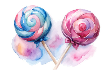 Watercolor Candy Lollipop vector illustration