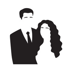 Beautiful Woman in Formal Dress Black and White Illustration Vector Art Design