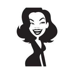 Beautiful Woman in Formal Dress Black and White Illustration Vector Art Design