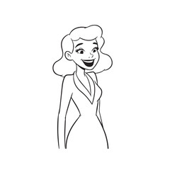 Beautiful Woman in Formal Dress Black and White Illustration Vector Art Design