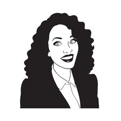 Beautiful Woman in Formal Dress Black and White Illustration Vector Art Design