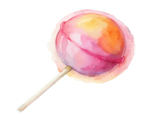 Watercolor Candy Lollipop vector illustration