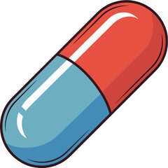 A single red and blue capsule pill isolated on a white background representing medicine or health care