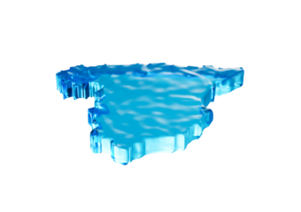 Water Ice Map Of Spain Global Warming Melting Glacier In Deep Ocean Blue Water 3d Illustration