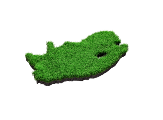 South Africa Map soil land geology cross section with green grass and Rock ground texture 3d illustration