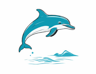 Cute dolphin sketch hand drawn engraving style Vector illustration