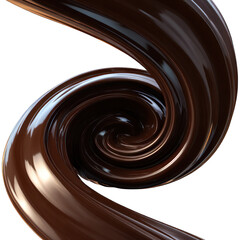 Swirling Liquid Chocolate Splash on white background