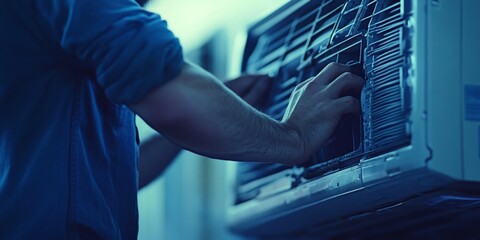 Hand working on computer hardware.