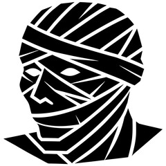 Mummy Head With Cracked Bandages Icon Vector Silhouette