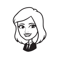 Beautiful Woman in Formal Dress Black and White Illustration Vector Art Design