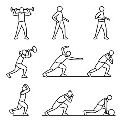 Set of Bodybuilding Poses and Workouts