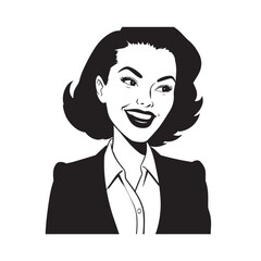 Beautiful Woman in Formal Dress Black and White Illustration Vector Art Design