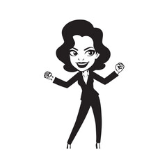 Beautiful Woman in Formal Dress Black and White Illustration Vector Art Design