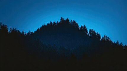 Naklejka premium quiet. A majestic mountain silhouette against a twilight sky, radiating calm and natural beauty. travel magazines, destination branding, designed for outdoor magazines and nature guides.