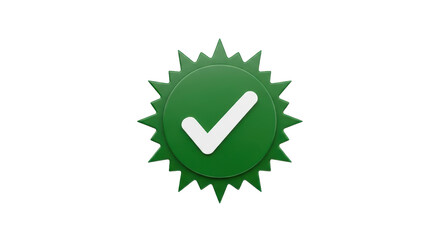 Isolated green seal of approval badge with check mark, guarantee, quality assurance concept