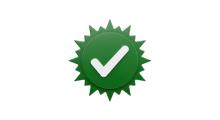 Isolated green seal of approval badge with check mark, guarantee, quality assurance concept