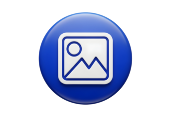 Abstract digital icon representing image gallery and media collection in blue circle isolated on transparent background