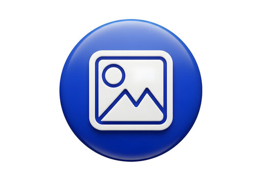 Abstract digital icon representing image gallery and media collection in blue circle isolated on transparent background