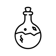 Potion Bottle With Cracked Glass Icon Line Art