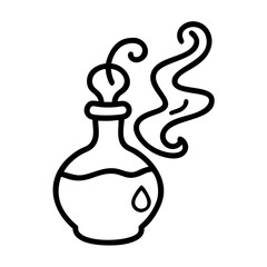 Potion Bottle With Smoke Swirl Icon Line Art