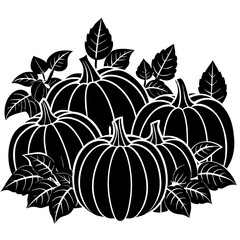 Pumpkin Patch With Leaves Icon Vector Silhouette