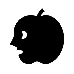 Pumpkin Side Profile Angry Icon Vector Silhouette