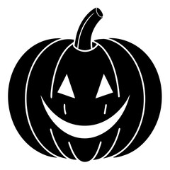 Pumpkin Side Profile Smiling Icon Vector Silhouette