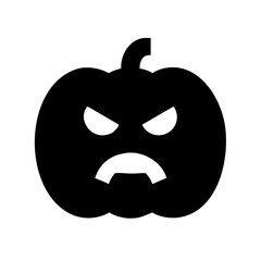 Pumpkin Silhouette With Anger Icon Vector Silhouette