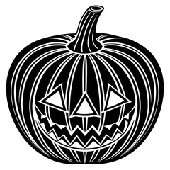 Pumpkin Silhouette Carved Icon Vector Silhouette