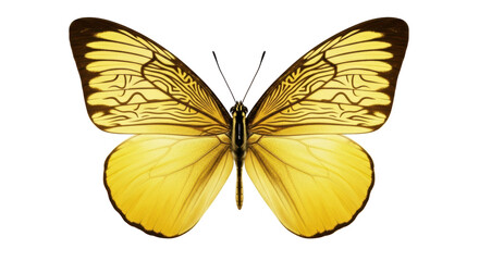 Isolated Beautiful Yellow Butterfly with Delicate Markings, Insect Zoology on Display