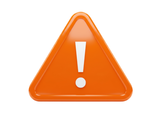 Isolated orange warning sign symbol on surface alerting of potential danger or hazard