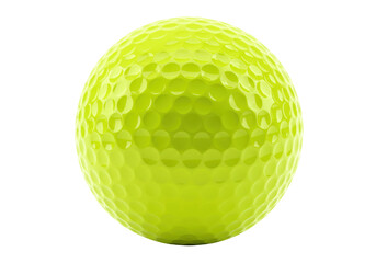 Isolated yellow golf ball for golfing sport course game with dimples for better flight aerial.