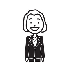 Beautiful Woman in Formal Dress Black and White Illustration Vector Art Design
