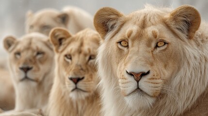 Obraz premium A Majestic Close-Up of a Pride of Lions in Their Natural Habitat