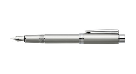 Isolated silver fountain pen for writing or drawing in the office or at home, creativity