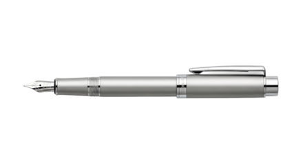 Isolated silver fountain pen for writing or drawing in the office or at home, creativity