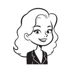 Beautiful Woman in Formal Dress Black and White Illustration Vector Art Design
