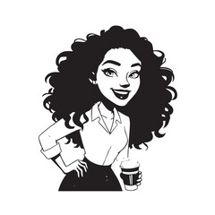 Beautiful Woman in Formal Dress Black and White Illustration Vector Art Design
