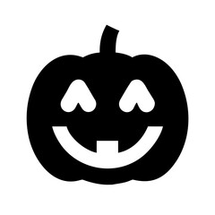 Pumpkin With Carved Happy Face Icon Vector Silhouette