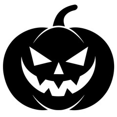 Pumpkin With Carved Funny Face Icon Vector Silhouette