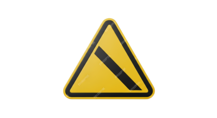 Isolated danger sign with an oblique black bar, warning hazard, safety and regulation