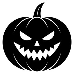 Pumpkin With Carved Spooky Face Icon Vector Silhouette
