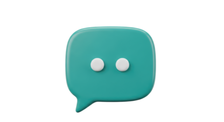 Isolated turquoise speech bubble with two dots for eyes a friendly communication icon